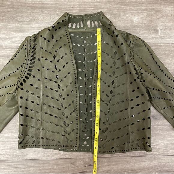 Haute Hippie Laser Cut Shrug Jacket Olive XS - Picture 8 of 12